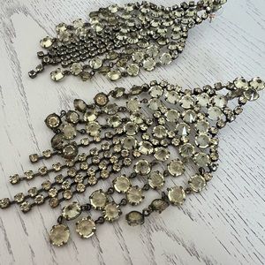 Light yellow crystal earrings 4.75 inches long